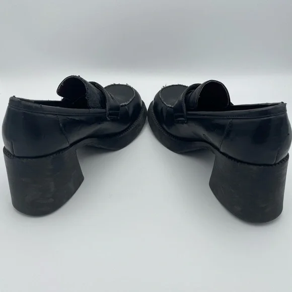 Women's Black Chunky Heel Loafers Bongo - Picture 5 of 8